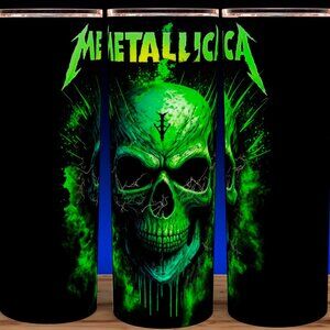 Metallica Heavy Metal Green Skull Cup Mug Tumbler 20oz